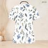 Women Plus Size White Floral Printed V Neck Short Sleeve Nurse Scrub Top With Front Pockets