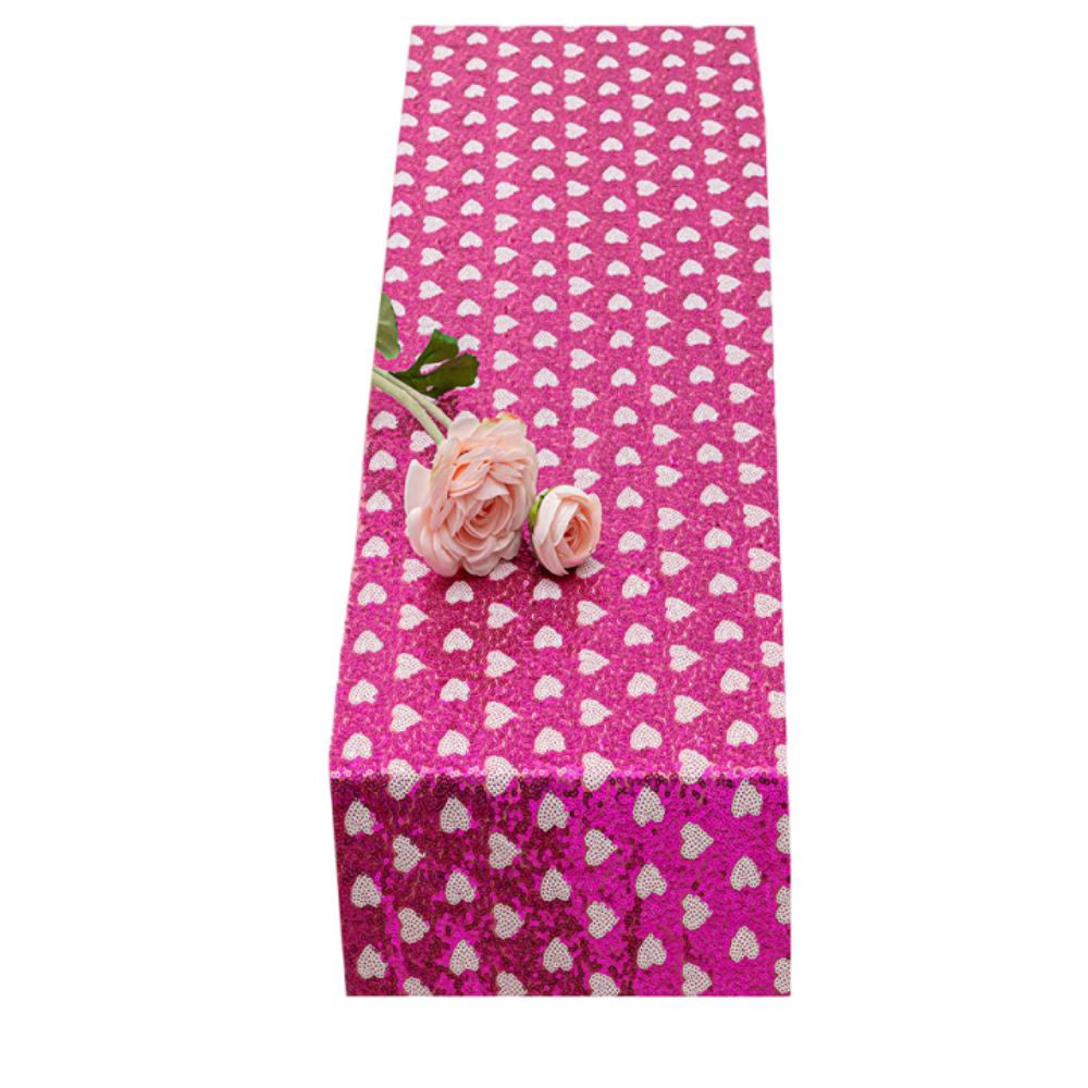 Love Heart Sequined Mesh Table Runner Romantic Table Flag Glitter Table Linens  Holiday Event