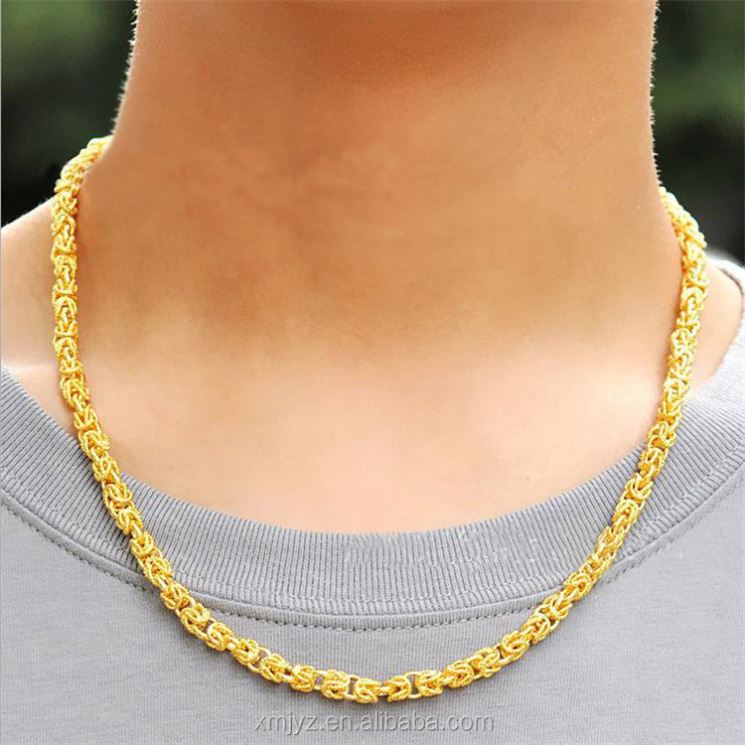 Gold Dubai Double Faucet Brass Gold Plated Bead Necklace Men and Women Jewelry