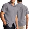 Men's Cardigan Button-down Short-sleeved Shirt Hawaiian Solid Color Lapel Casual Business Shirt
