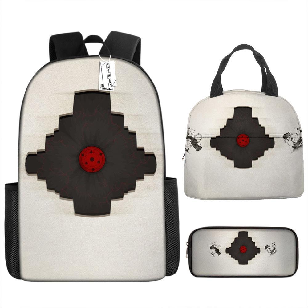 Naruto Shippuden Elementary and Secondary School School Bag Large Capacity Campus Backpack Lunch Bag Pencil Bag Three-piece Set