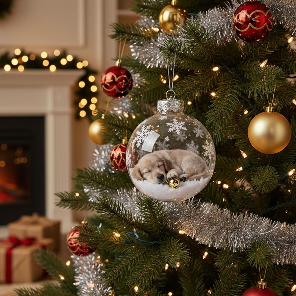 Christmas Ornaments Shatterproof Transparent Decor Dog Balls For Tree For Shopping Mall Bedroom Window Store Home Holiday Party