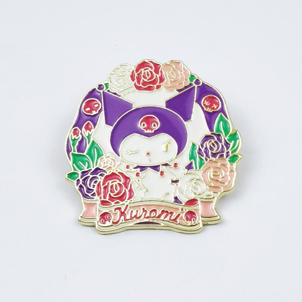 Kuromi & Cinnamoroll Cartoon Character Brooch - Cute Metal Badge with Oil Drop Design