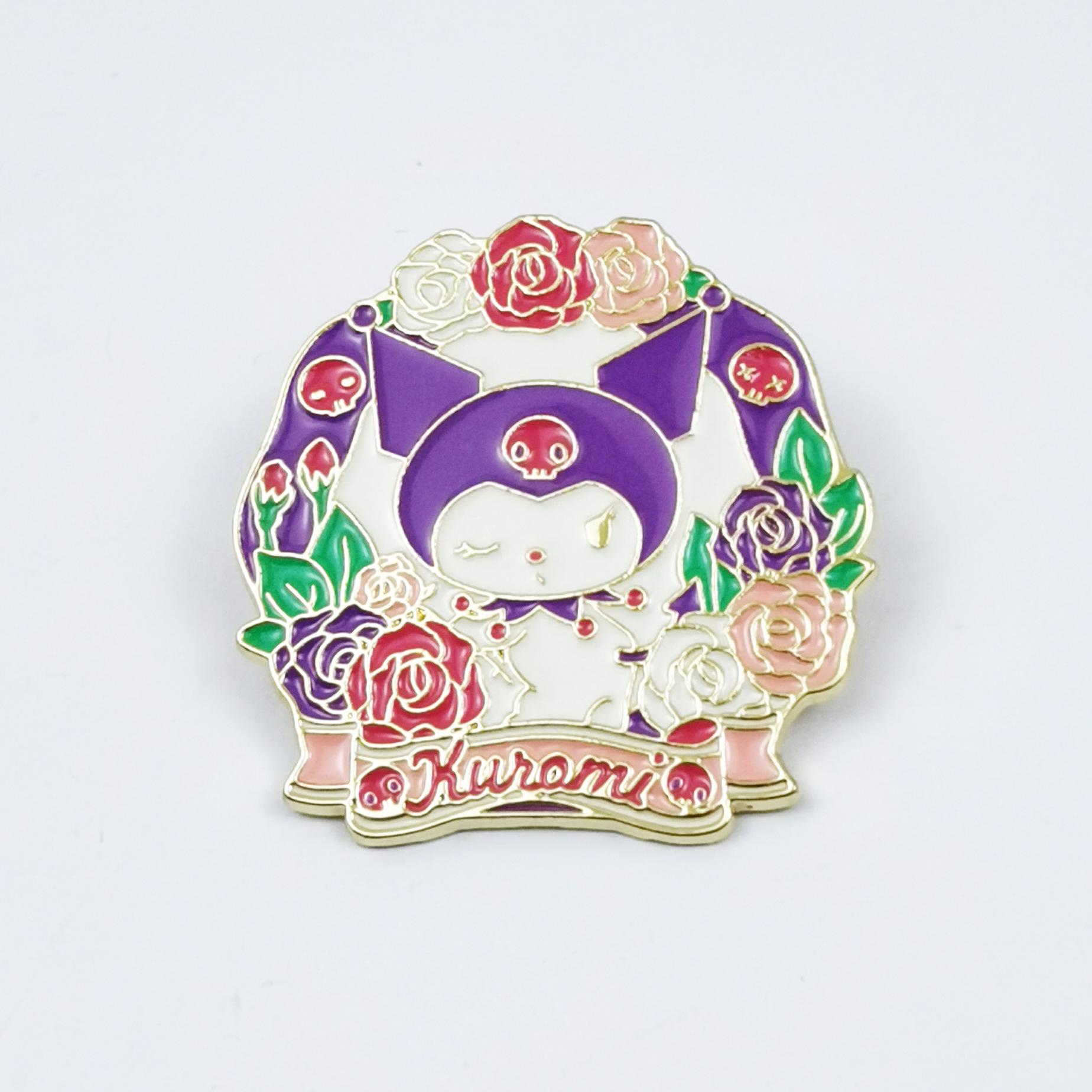 Kuromi & Cinnamoroll Cartoon Character Brooch - Cute Metal Badge with Oil Drop Design