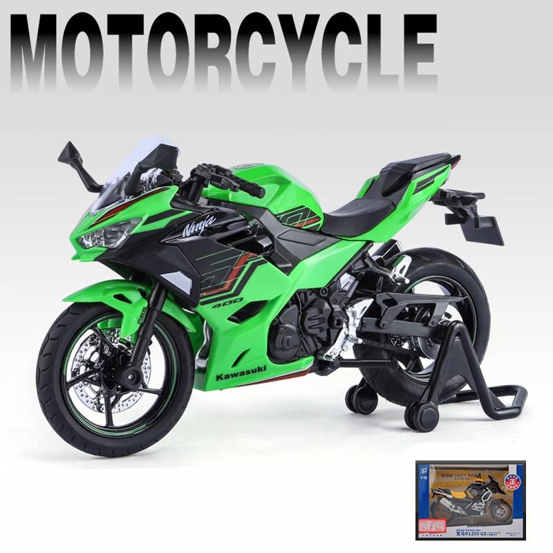 1:12 Kawasaki Ninja 400 Alloy Sports Motorcycle Model Diecast Street Race Motorcycle Model Simulation Sound And Light Kids Gifts