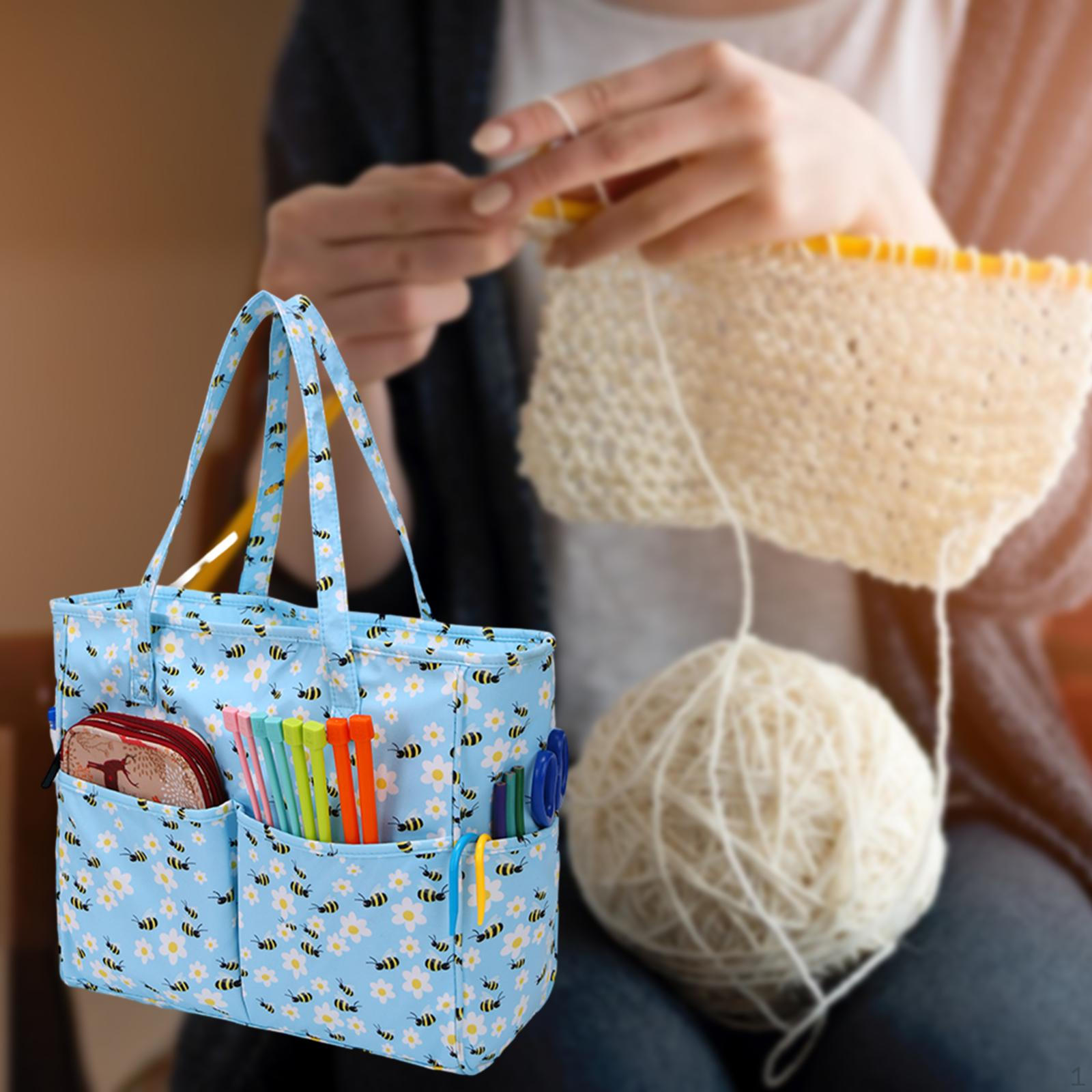 

Портативная сумка-органайзер для пряжи с несколькими отделениями для принадлежностей для вязания и путешествий