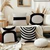 Black White Mid-Century Modern Pillow Covers, Geometric Decorative Throw Pillow Cases, Minimalist Home Decor Cushion Covers