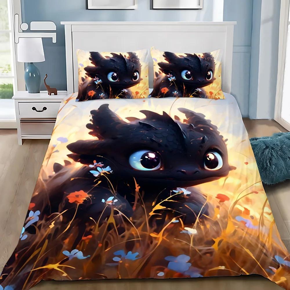 Train Your Dragon Bedding Sets Comforter Quilt Bed Cover Cartoon Toothless Duvet Cover Pillowcase Kids Adult Size Home Textiles 70x133cm
