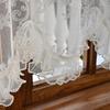 1PC White Short Lace Curtain,Cute Floral Pattern Kitchen Valance,Window Valances Pastoral Tulle Voile Home Decor Kitchen Door