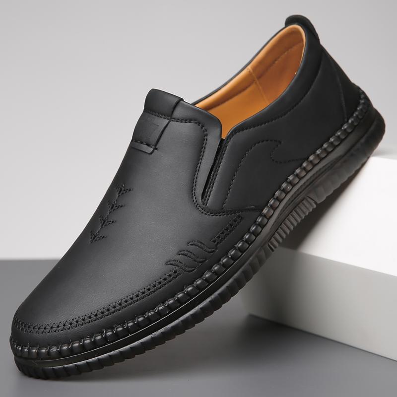 Fashion Mens Leather Shoes New Arrival Casual Office Shoes Business Men Slip-on Walking Shoes All-Match Loafers Handmade Dress Flats