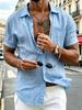 Men's White Textured Short Sleeve Button-Up Shirt with Chest Pocket - Lightweight Summer Vacation Top