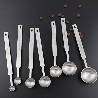 1/4 Adet Kahve Kaşığı Uzun Sap 304 Paslanmaz Çelik Yemek Kaşığı İstiflenebilir Mutfak Ölçü Kaşığı Kahve Kabına Sığar