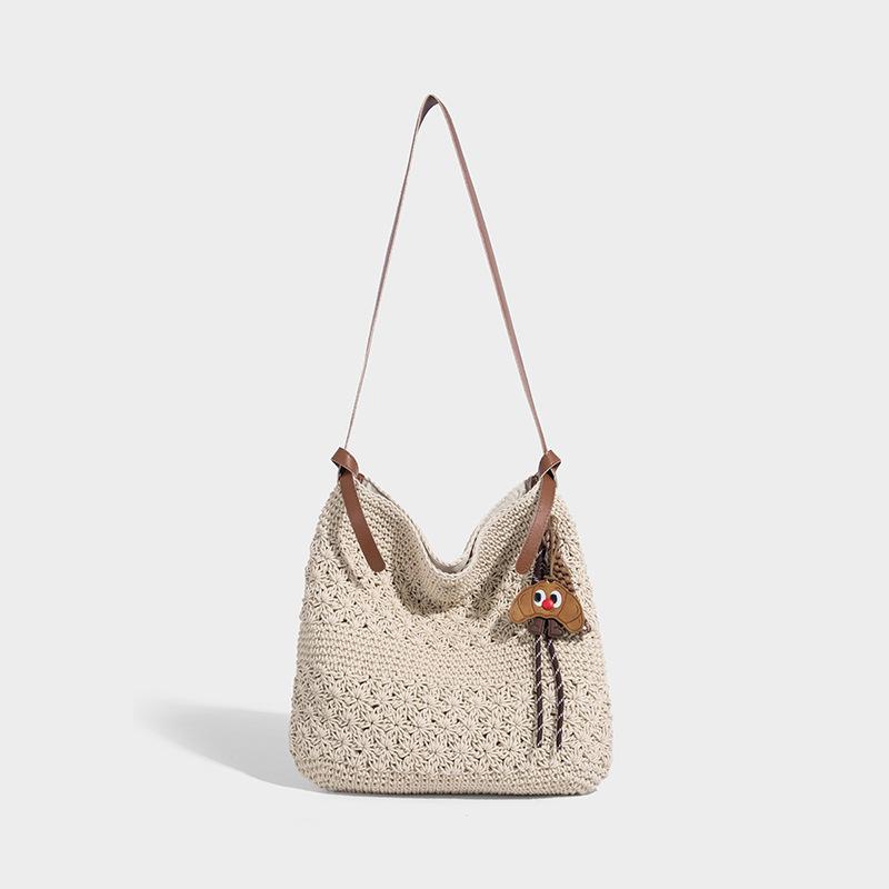 Wax Rope Artistic Woven Fashion Bag Crossbody Bag for Women Versatile Shoulder Bag Bucket Bag Vacation Style Beach Bag