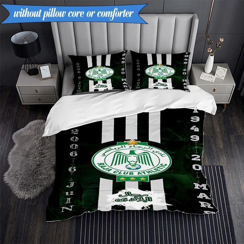Set Lenzuola 3 Pezzi con Stemma Raja Club Athletic Stampa 2D (Include 1 Copripiumino + 2 Federe Senza Imbottitura), Decorazione camera da letto, Regalo ventilatore