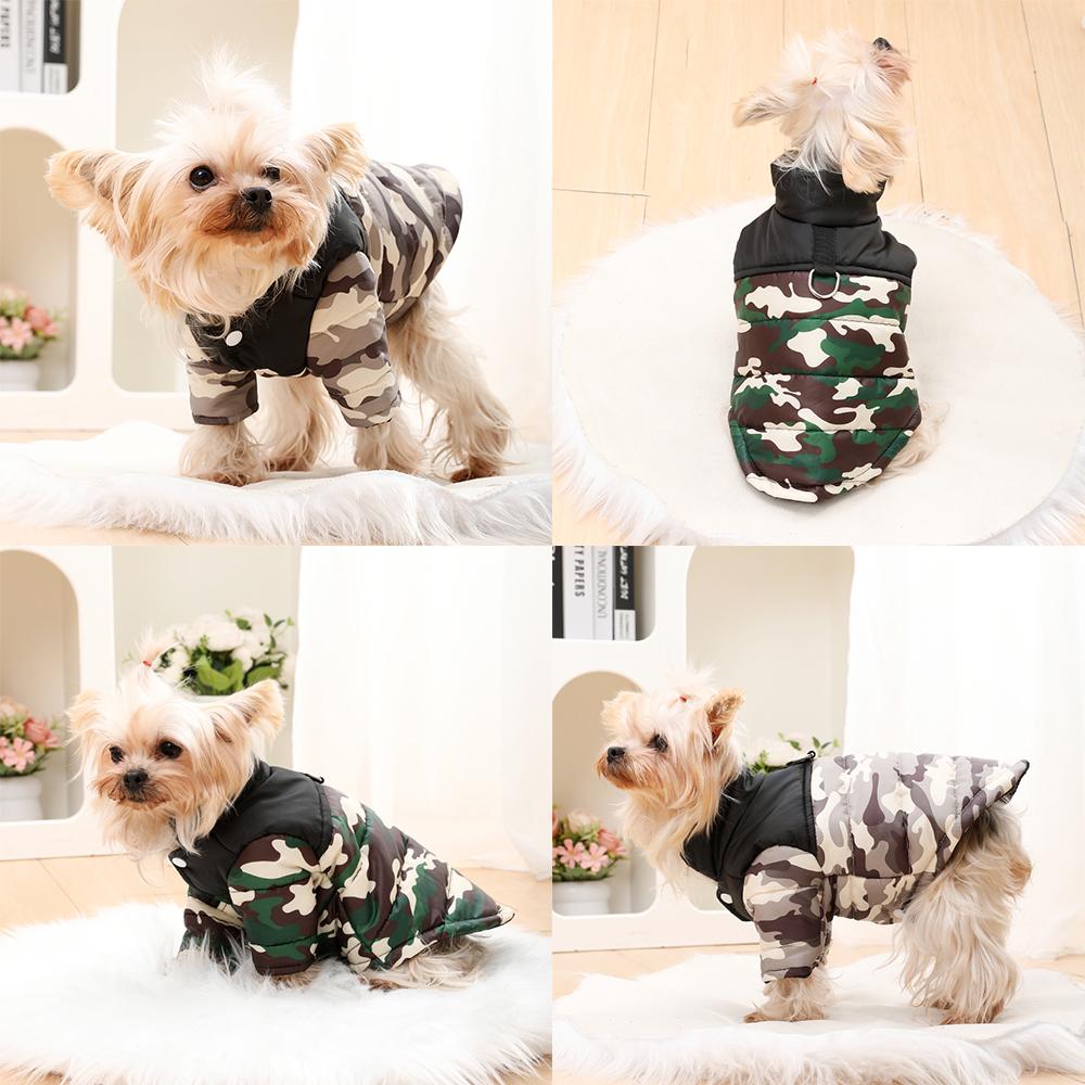 Winter Dog Clothes Printed Waterproof Jacket For Small Medium Dog Cat Windproof With D-Ring Pet Yorkshire Chihuahua Pug Costume