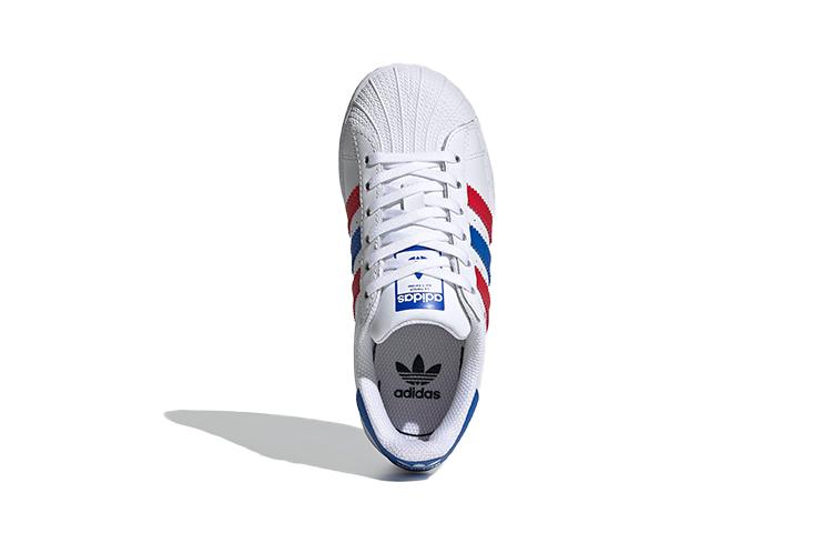 adidas Originals SUPERSTAR Low Top Skateboard Shoes White Blue Red Children Aged 3 7 Years Old FW5850