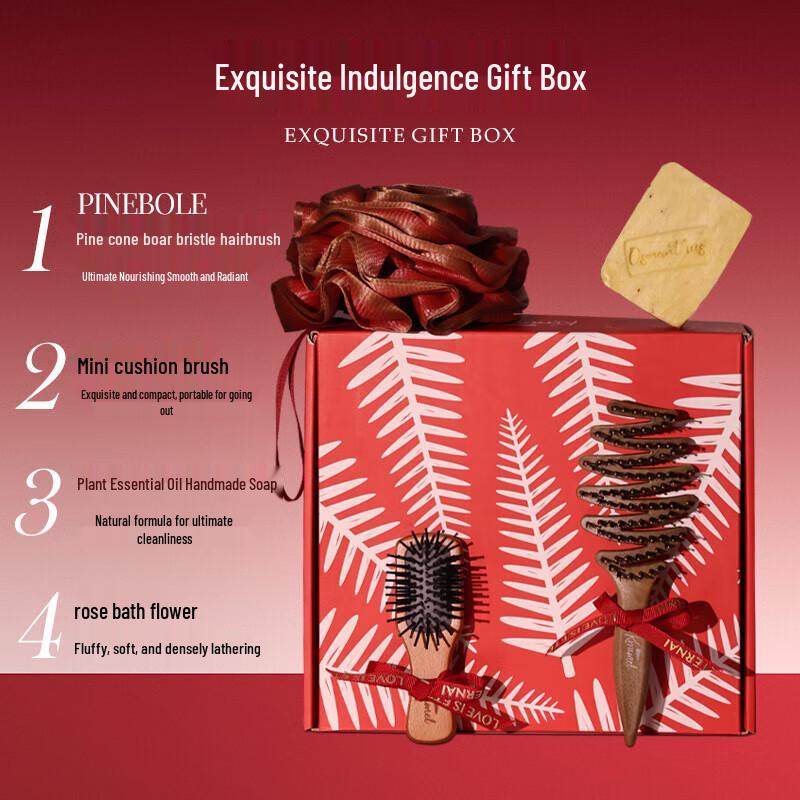 

KRRAMEL Boar Bristle Hair Brush Gift Set Normal Size