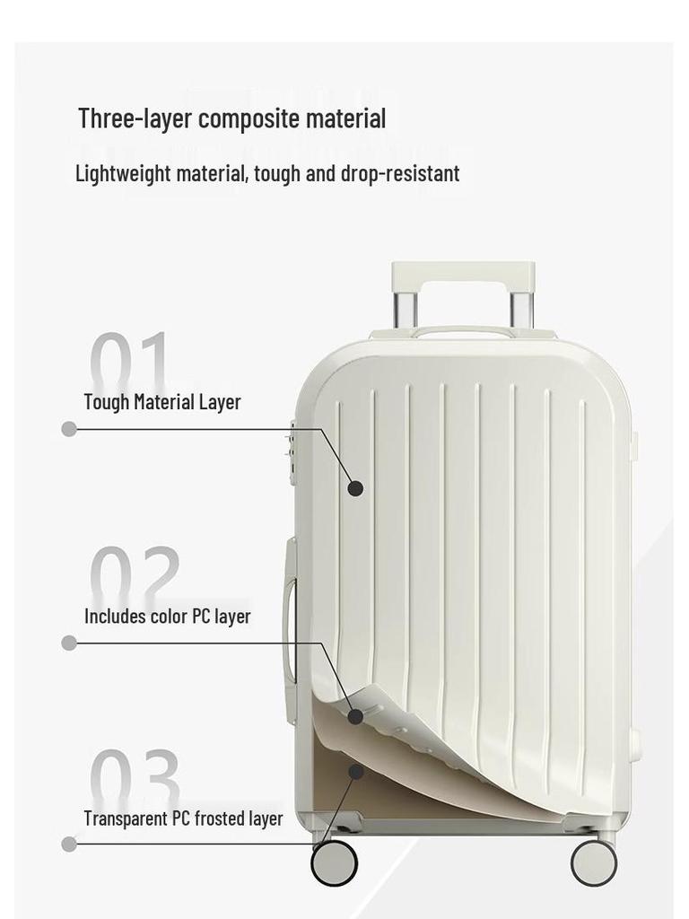 Sturdy & Durable College Student Suitcase with Combination Lock, Small Trolley Travel Case
