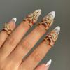 Exquisite Inlaid CZ Zircon Nail Ring for Women Creative Design Shiny Crystal Crown Flower Nail Open Ring Party Versatile Jewelry