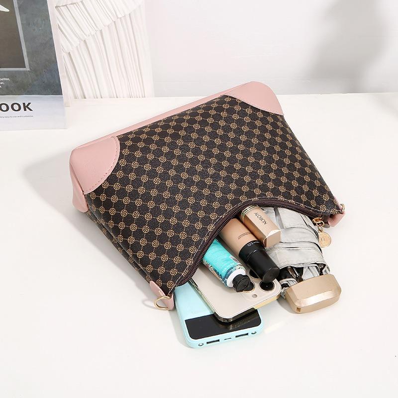 Printed women's bag, armpit bag, autumn and winter new fashion messenger bag, retro and simple shoulder bucket bag, one piece.
