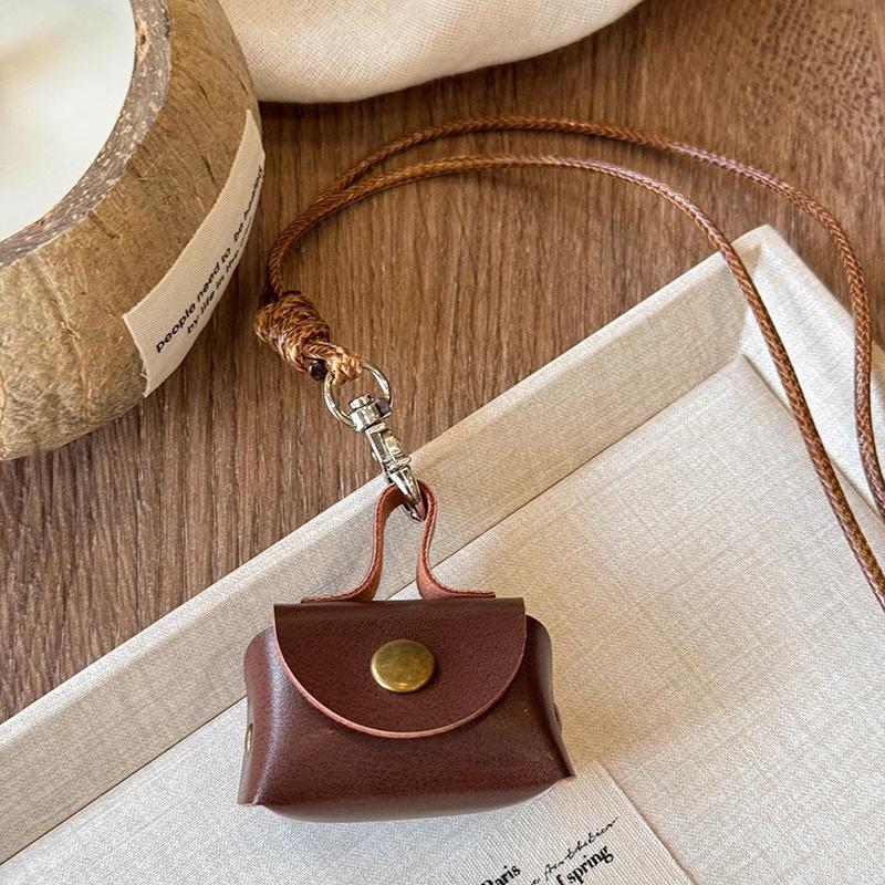 Retro Leather Coin Purse & Earphone Case Necklace - Women's Crossbody Lanyard & Sweater Chain Accessory
