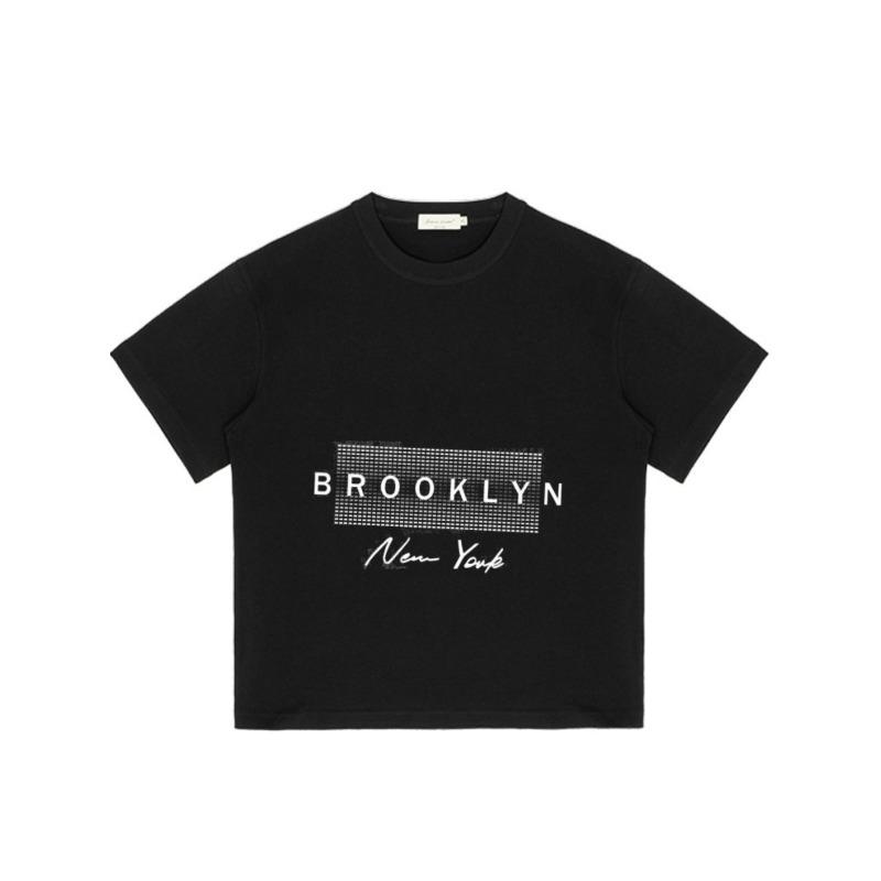 Black T Shirt with Brooklyn New York Print for Casual Wear