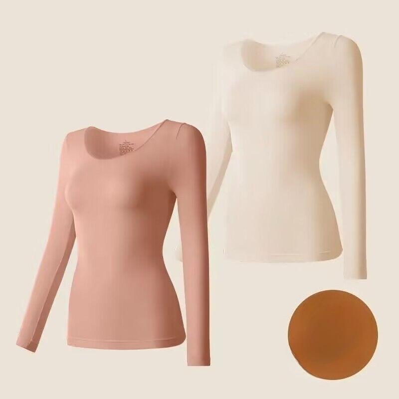 2er Pack Damen Thermo-Unterwäsche - Nahtlose spurenlose Unterhemden, Leichte warme Basisschicht geeignet für Herbst und Winter