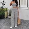 TIFICY Women's Fashion Casual Summer Spring Stripe Print Sleeveless Trousers Pants Suits