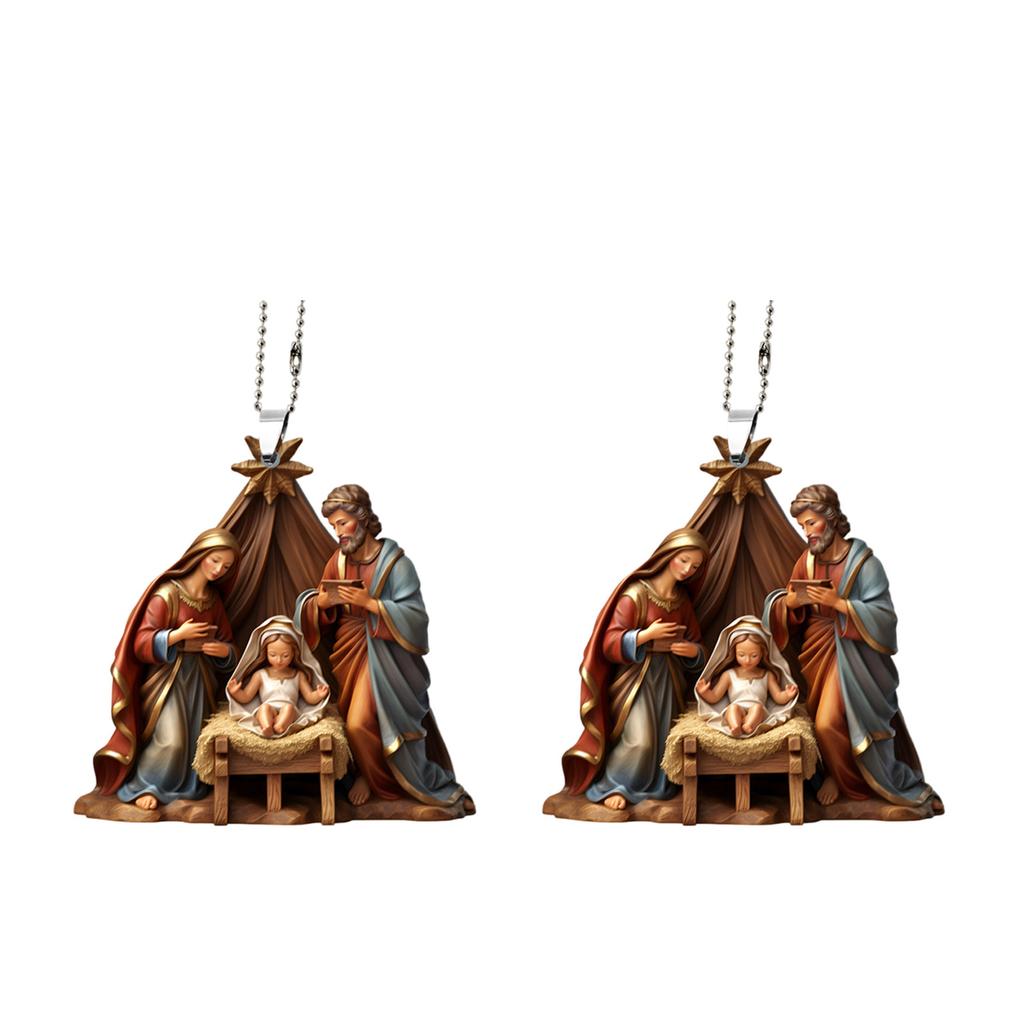 Set Of 2 Nativity Scene Pendant Acrylic Hanging Ornamentation 0.4cm Thickness For Living Room Bedroom Decoration