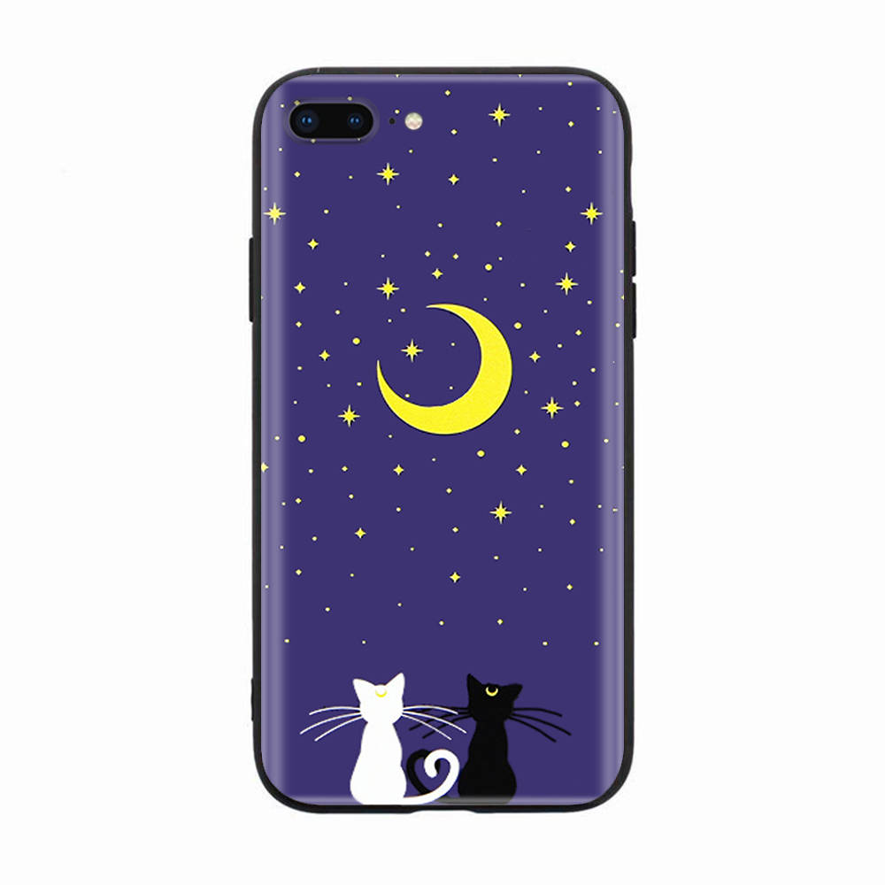 Schwarze Hülle für Xiaomi Redmi 13C Note 9 iPhone XR 7 8 14 15 11 12 13 X XS Pro Max Samsung A25 S23 S24 FE Ultra Plus Sailor Moon