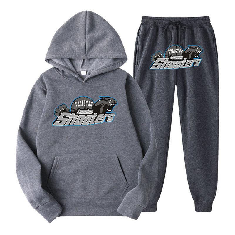 Printed Sportswear Men's Two-piece Loose Hooded Sweatshirt Set