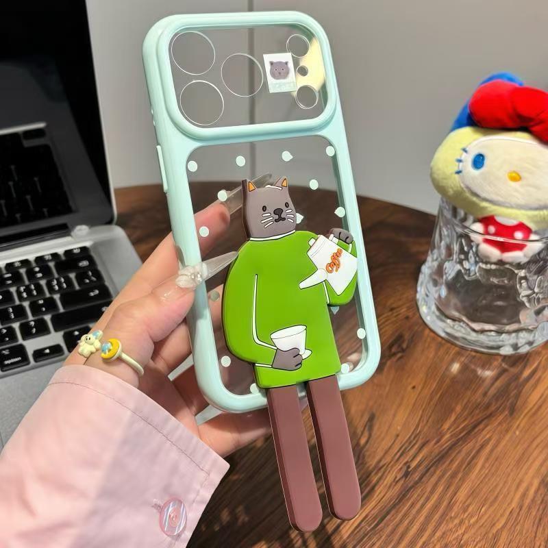 Cute bracket second change apple 11promax mobile phone case suitable for iphone11 transparent case dopamine hard case