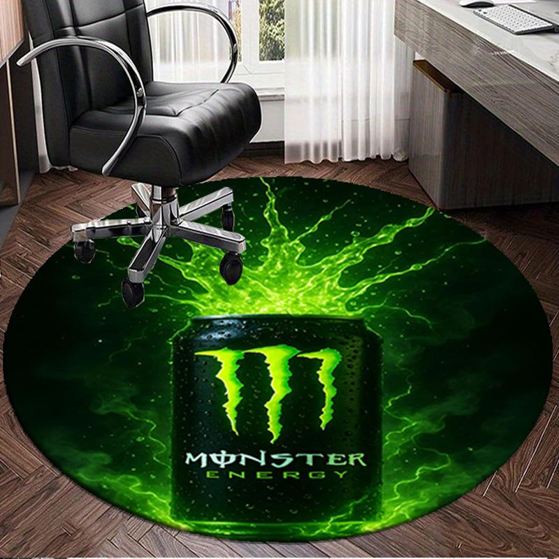 1 Stück Monster Energy Runder Teppich, Rutschfeste Stuhlmatte, Heimdekoration, Kreis-Teppich Perfekt für Büro, Schlafzimmer, Wohnzimmer, Weihnachtsgeschenk