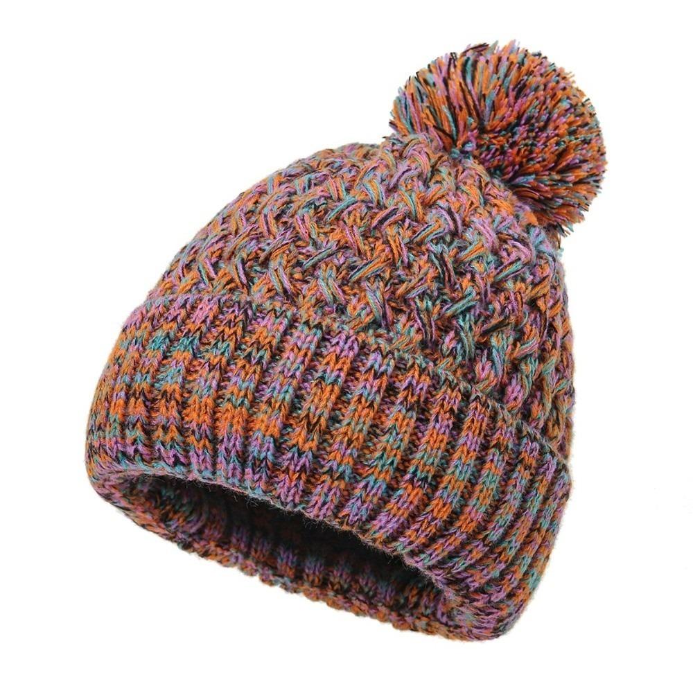 Single Layer Knit Pom Pom Beanies Colorful Winter Skull Cap Knitted Beanie Hat  Winter Season