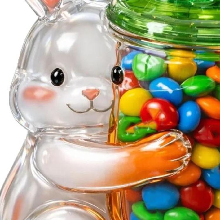 Artistic Glass Storage Jar With Festives Easter Themes Rabbit Eggs Chick Shape Candy Container For Snacks And Home Decors
