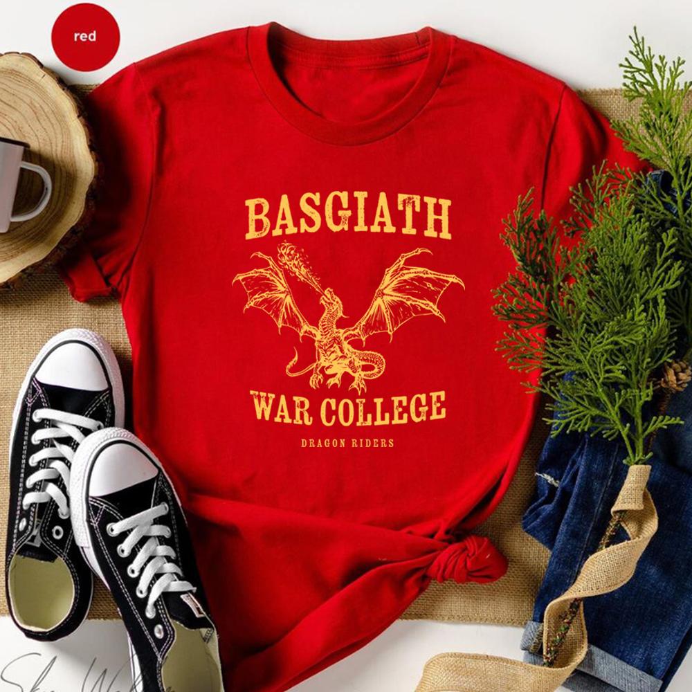 Basgiath War College Shirt Fourth Wing RoUnisextasy Fantasy YA Dark Academia Books TShirt Violet Sorrengail Xaden Riorson Tops