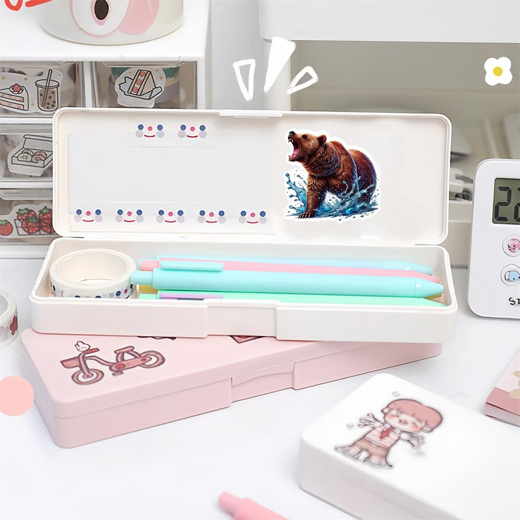 17pcs Cute Water Color watercolor brown bear Hand Account Stickers Stationery Laptop Suitcase Skateboard Stationery Planner