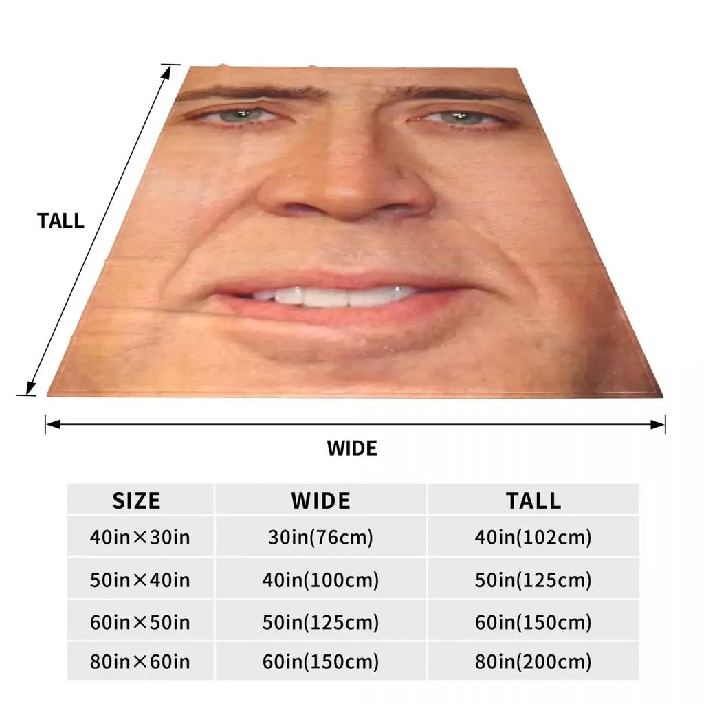 Coperte Viso Nicolas Cage Lana Fantastico Traspirante Coperte da Lancio per Biancheria da Letto Tessile Decorativo per il Tempo Libero
