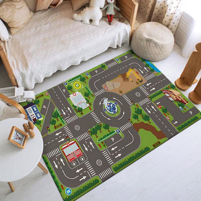 Runway Toy Dream Mat - Large Interactive Parent-Child Game Carpet with Monster Building and Educational Car Floor Mat.
