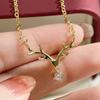 European And American Deer Antlers Christmas Wind Necklace With Four Claws Forward Zircon Christmas Elegant Pendant