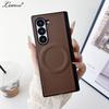 Luxury Leather Matte Shockproof Case for Samsung Galaxy Z Fold 7 6 5 4 3 Fold7 Zfold Magnetic Wireless Charging Business Cover