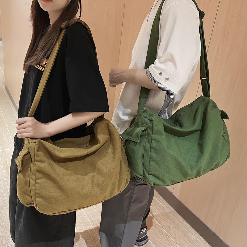 Single Shoulder Bag, Men's New Japanese Style Simple Canvas Crossbody Bag, Instagram Trendy Brand Shoulder Bag, Student Backpack, Mailman Bag