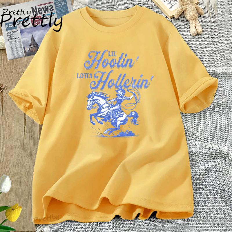 Cowgirl Vintage Graphic T Shirts Retro Cowboy Oversized Tshirt Western Country Girl Tshirt Round Neck Comfortable Street Top