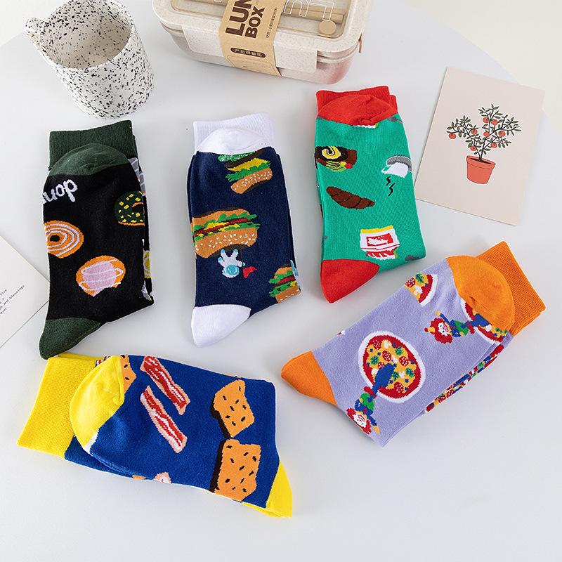 Food Series Men'S Socks Street Socks Summer Men'S Cotton Trend Socks Men'S Medium Tube Socks Men'S