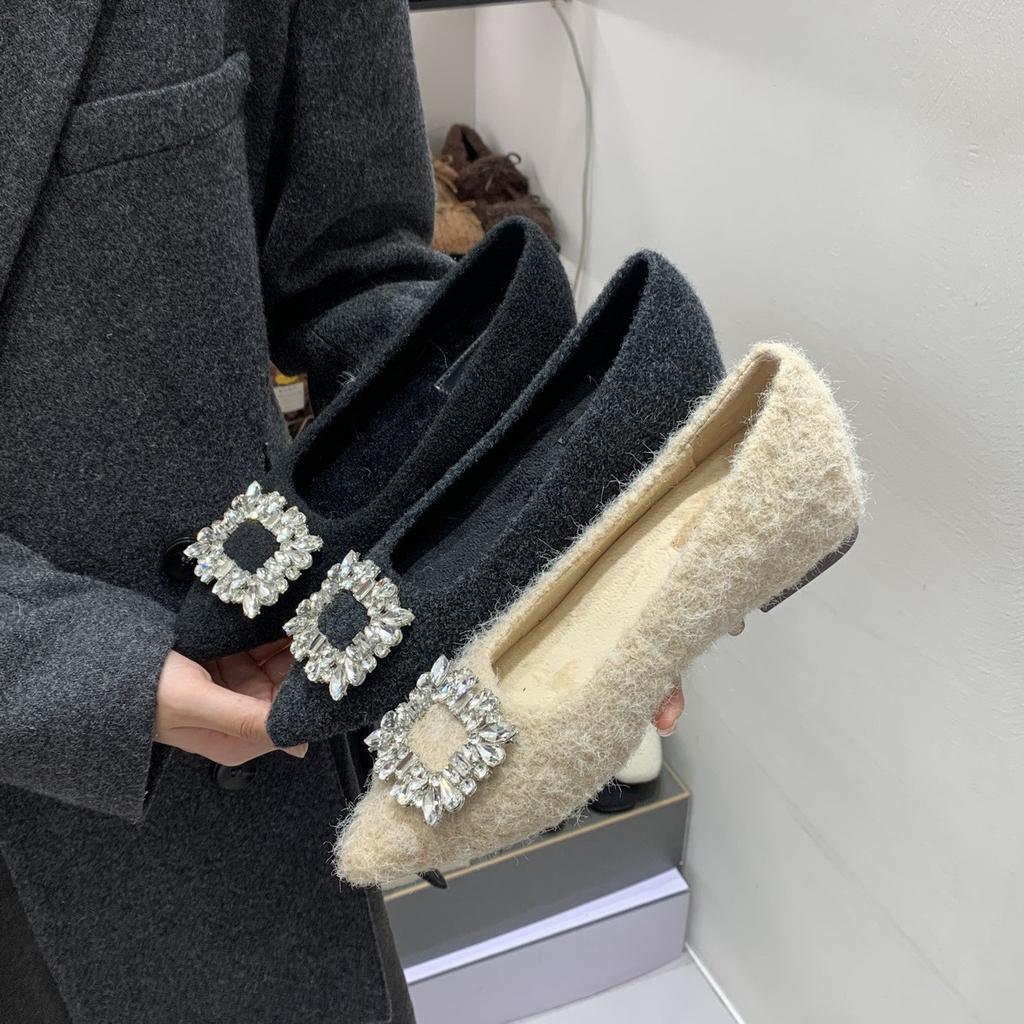 Spitze Plüschschuhe, jährliche Plüsch Strasssteine, schwarz mit Rock, innere Höhenverstellung Single Shoes, Damen Baumwolle.