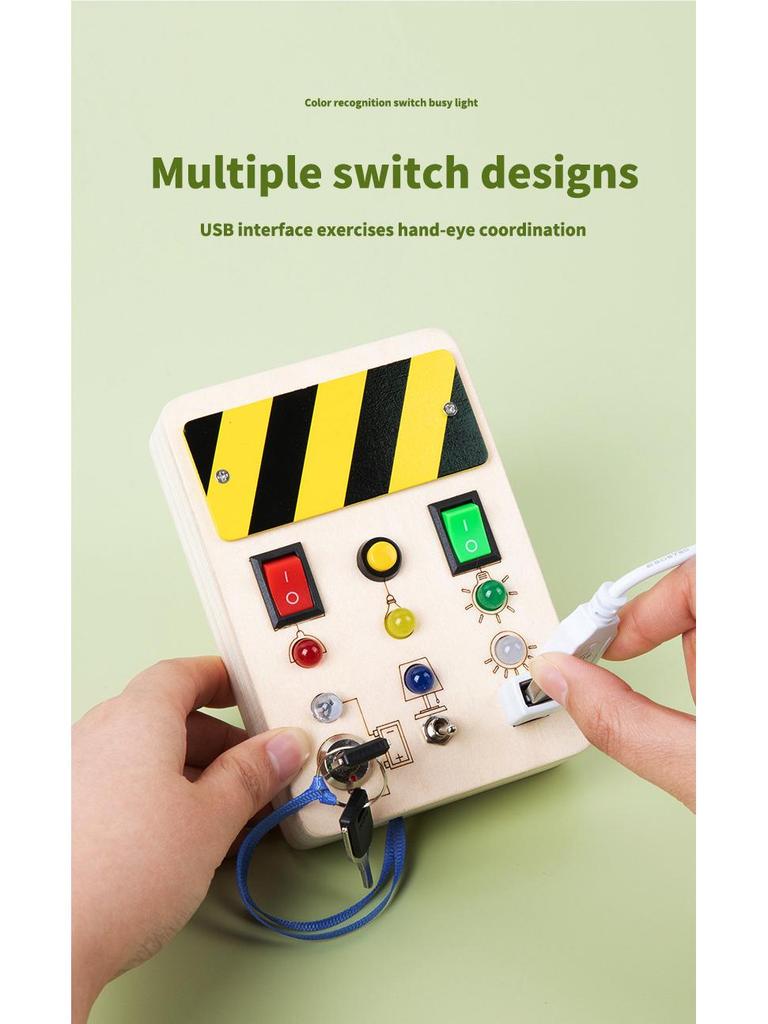 Montessori LED Circuit Board Wooden Busy Toy for Early Education
