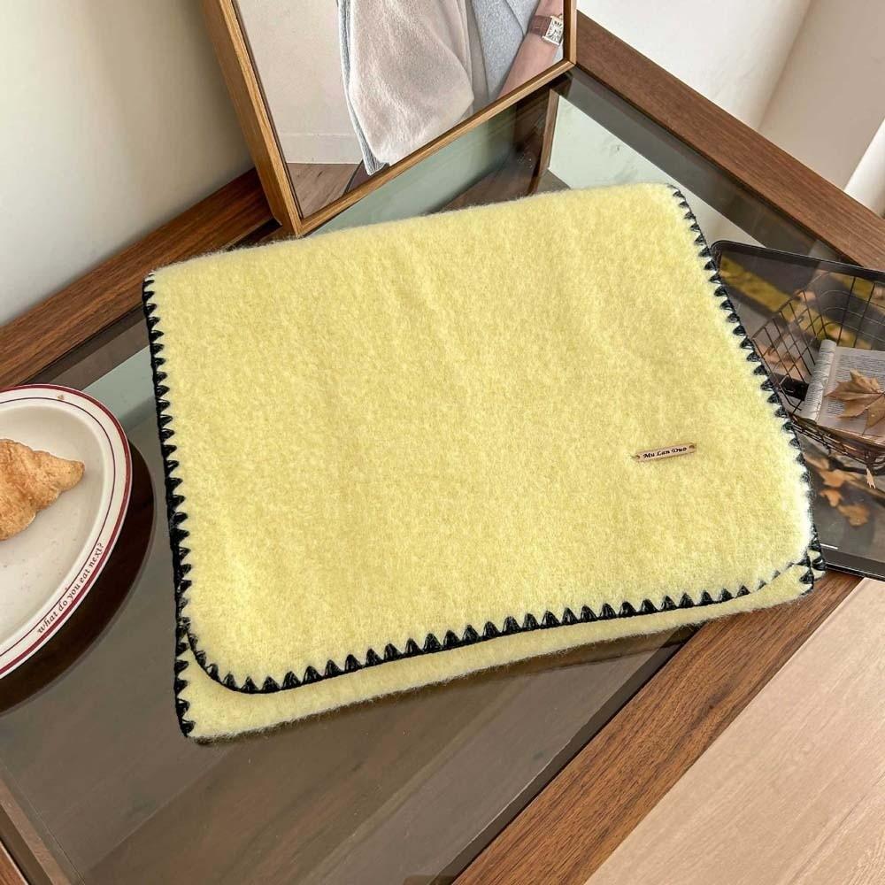 Solid Color Lock Edge Winter Scarf Soft Women Warmer Scarf Long Thickened Neckscarf  Christmas