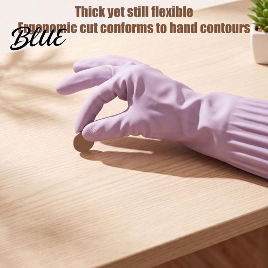 Rubber Gloves for Laundry Extended Waterproof Dishwashing Gloves, Anti-slip Grip Natural Latex Elbow Length Long Work Protective Durable Cleaning And