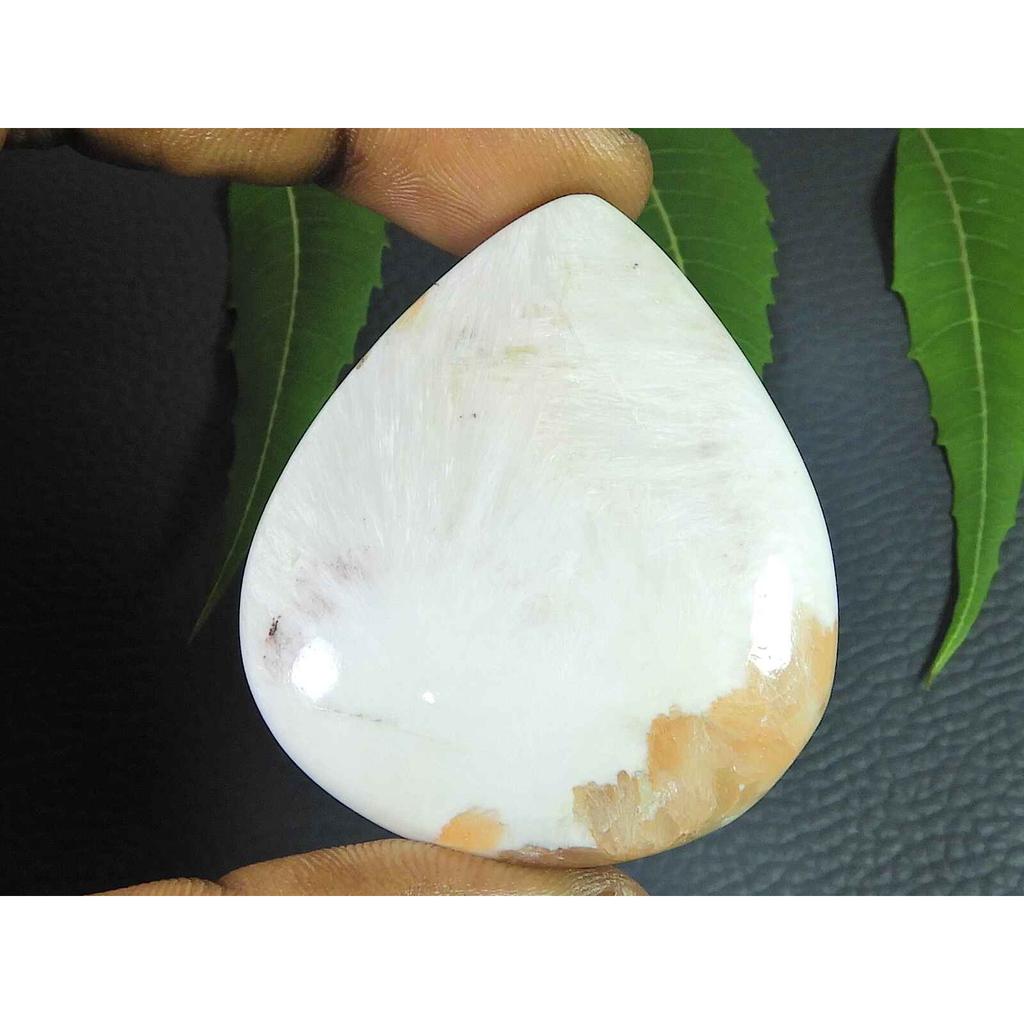 Natural Pink Scolocite Pear Shape Cabcohon Loose Gemstone 120Cts. 41X49X09MM SK-3527