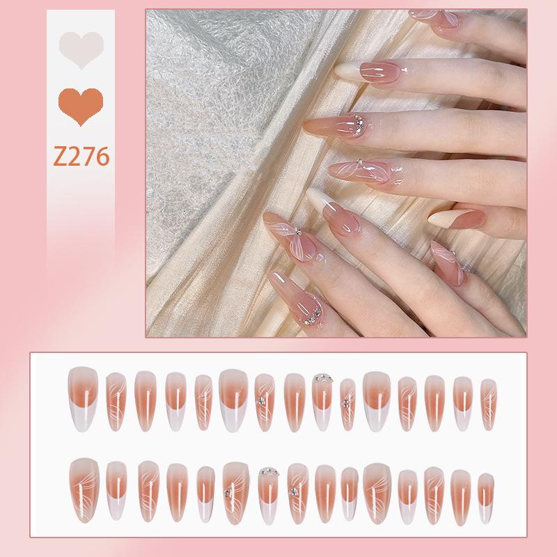 

Элегантные нюдовые французские ленты носимые патчи для ногтей - Высококачественные накладные ногти Glue